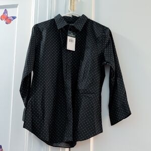 Ralph Lauren Black and Green Polka Dot Shirt